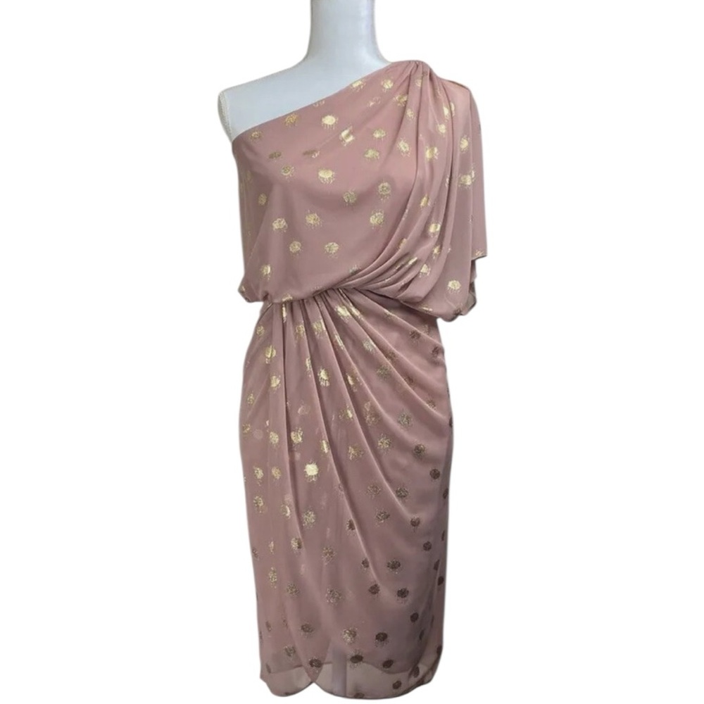 Liliana Pink and Gold One Shoulder Dress